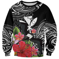 Hawaii Iwa Bird Sweatshirt Great Frigatebird Kanaka Tropical Flowers LT14 Unisex Black - Polynesian Pride