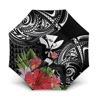 Hawaii Iwa Bird Umbrella Great Frigatebird Kanaka Tropical Flowers LT14 One Size Folded 11.42 inch Opened Diameter 37.4 inch Black - Polynesian Pride