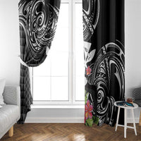 Hawaii Iwa Bird Window Curtain Great Frigatebird Kanaka Tropical Flowers - Polynesian Pride