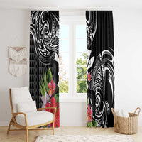 Hawaii Iwa Bird Window Curtain Great Frigatebird Kanaka Tropical Flowers - Polynesian Pride