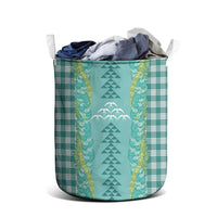 Teal Palaka Hawaii Iwa Bird Laundry Basket Hawaiian Kakau Jade Vine Lei - Polynesian Pride