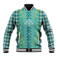 Teal Palaka Hawaii Iwa Bird Baseball Jacket Hawaiian Kakau Jade Vine Lei - Polynesian Pride