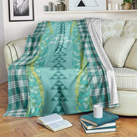 Teal Palaka Hawaii Iwa Bird Blanket Hawaiian Kakau Jade Vine Lei - Polynesian Pride