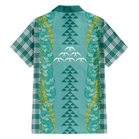Teal Palaka Hawaii Iwa Bird Family Matching Mermaid Dress and Hawaiian Shirt Hawaiian Kakau Jade Vine Lei - Polynesian Pride