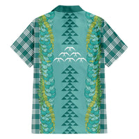 Teal Palaka Hawaii Iwa Bird Family Matching Puletasi and Hawaiian Shirt Hawaiian Kakau Jade Vine Lei - Polynesian Pride