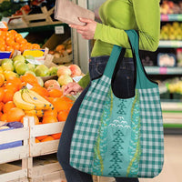 Teal Palaka Hawaii Iwa Bird Grocery Bag Hawaiian Kakau Jade Vine Lei - Polynesian Pride