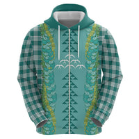 Teal Palaka Hawaii Iwa Bird Hoodie Hawaiian Kakau Jade Vine Lei - Polynesian Pride