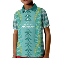 Teal Palaka Hawaii Iwa Bird Kid Polo Shirt Hawaiian Kakau Jade Vine Lei LT14 Kid Teal - Polynesian Pride