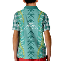 Teal Palaka Hawaii Iwa Bird Kid Polo Shirt Hawaiian Kakau Jade Vine Lei LT14 - Polynesian Pride