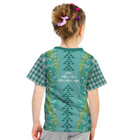 Teal Palaka Hawaii Iwa Bird Kid T Shirt Hawaiian Kakau Jade Vine Lei LT14 - Polynesian Pride
