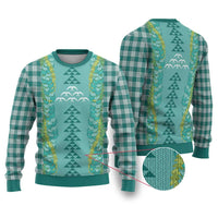 Teal Palaka Hawaii Iwa Bird Ugly Christmas Sweater Hawaiian Kakau Jade Vine Lei - Polynesian Pride