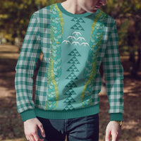 Teal Palaka Hawaii Iwa Bird Ugly Christmas Sweater Hawaiian Kakau Jade Vine Lei - Polynesian Pride