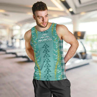 Teal Palaka Hawaii Iwa Bird Men Tank Top Hawaiian Kakau Jade Vine Lei LT14 Teal - Polynesian Pride