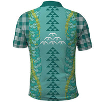 Teal Palaka Hawaii Iwa Bird Polo Shirt Hawaiian Kakau Jade Vine Lei - Polynesian Pride