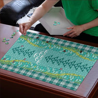 Teal Palaka Hawaii Iwa Bird Puzzle Hawaiian Kakau Jade Vine Lei - Polynesian Pride