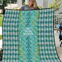 Teal Palaka Hawaii Iwa Bird Quilt Hawaiian Kakau Jade Vine Lei - Polynesian Pride