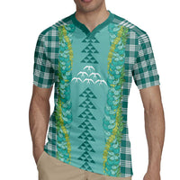 Teal Palaka Hawaii Iwa Bird Rugby Jersey Hawaiian Kakau Jade Vine Lei LT14 - Polynesian Pride