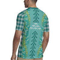 Teal Palaka Hawaii Iwa Bird Rugby Jersey Hawaiian Kakau Jade Vine Lei LT14 - Polynesian Pride