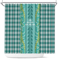 Teal Palaka Hawaii Iwa Bird Shower Curtain Hawaiian Kakau Jade Vine Lei - Polynesian Pride