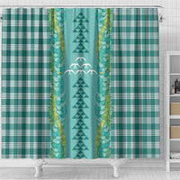 Teal Palaka Hawaii Iwa Bird Shower Curtain Hawaiian Kakau Jade Vine Lei - Polynesian Pride