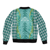 Teal Palaka Hawaii Iwa Bird Sleeve Zip Bomber Jacket Hawaiian Kakau Jade Vine Lei LT14 - Polynesian Pride