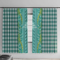 Teal Palaka Hawaii Iwa Bird Window Curtain Hawaiian Kakau Jade Vine Lei - Polynesian Pride