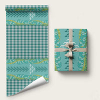 Teal Palaka Hawaii Iwa Bird Wrapping Paper Hawaiian Kakau Jade Vine Lei - Polynesian Pride