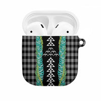Black Palaka Hawaii Iwa Bird AirPods Case Hawaiian Kakau Jade Vine Lei LT14 Black - Polynesian Pride
