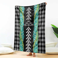 Black Palaka Hawaii Iwa Bird Blanket Hawaiian Kakau Jade Vine Lei - Polynesian Pride