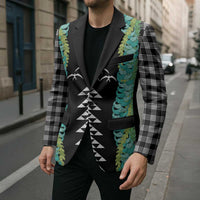 Black Palaka Hawaii Iwa Bird Blazer Hawaiian Kakau Jade Vine Lei - Polynesian Pride