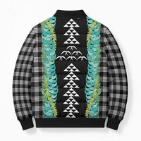 Black Palaka Hawaii Iwa Bird Bomber Puffer Jacket Hawaiian Kakau Jade Vine Lei - Polynesian Pride