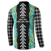 Black Palaka Hawaii Iwa Bird Button Sweatshirt Hawaiian Kakau Jade Vine Lei LT14 - Polynesian Pride