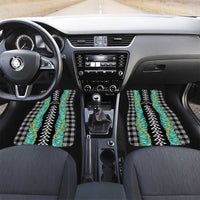 Black Palaka Hawaii Iwa Bird Car Mats Hawaiian Kakau Jade Vine Lei LT14 Set 2pcs - Front Black - Polynesian Pride