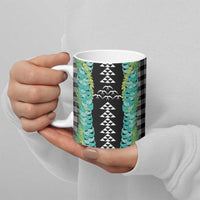 Black Palaka Hawaii Iwa Bird Ceramic Mug Hawaiian Kakau Jade Vine Lei - Polynesian Pride