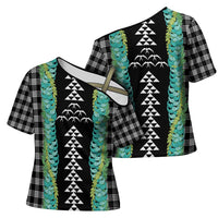 Black Palaka Hawaii Iwa Bird Cross Shoulder Shirt Hawaiian Kakau Jade Vine Lei - Polynesian Pride
