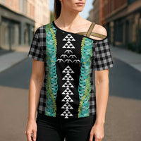 Black Palaka Hawaii Iwa Bird Cross Shoulder Shirt Hawaiian Kakau Jade Vine Lei LT14 - Polynesian Pride