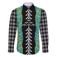 Black Palaka Hawaii Iwa Bird Family Matching Long Sleeve Bodycon Dress and Hawaiian Shirt Hawaiian Kakau Jade Vine Lei - Polynesian Pride