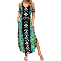 Black Palaka Hawaii Iwa Bird Family Matching Summer Maxi Dress and Hawaiian Shirt Hawaiian Kakau Jade Vine Lei - Polynesian Pride