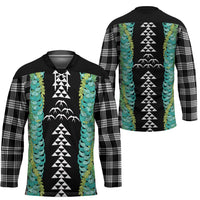 Black Palaka Hawaii Iwa Bird Hockey Jersey Hawaiian Kakau Jade Vine Lei LT14 - Polynesian Pride