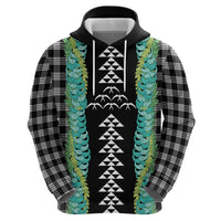 Black Palaka Hawaii Iwa Bird Hoodie Hawaiian Kakau Jade Vine Lei - Polynesian Pride