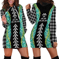 Black Palaka Hawaii Iwa Bird Hoodie Dress Hawaiian Kakau Jade Vine Lei - Polynesian Pride