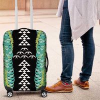 Black Palaka Hawaii Iwa Bird Luggage Cover Hawaiian Kakau Jade Vine Lei - Polynesian Pride