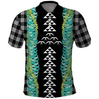 Black Palaka Hawaii Iwa Bird Polo Shirt Hawaiian Kakau Jade Vine Lei LT14 Black - Polynesian Pride