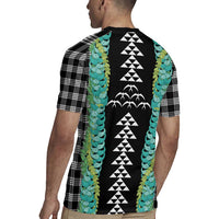 Black Palaka Hawaii Iwa Bird Rugby Jersey Hawaiian Kakau Jade Vine Lei LT14 - Polynesian Pride
