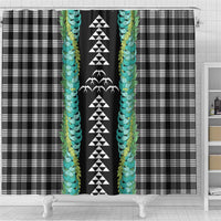 Black Palaka Hawaii Iwa Bird Shower Curtain Hawaiian Kakau Jade Vine Lei - Polynesian Pride