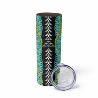 Black Palaka Hawaii Iwa Bird Skinny Tumbler Hawaiian Kakau Jade Vine Lei - Polynesian Pride