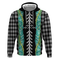 Black Palaka Hawaii Iwa Bird Zip Hoodie Hawaiian Kakau Jade Vine Lei - Polynesian Pride