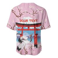 Japanese Torii Gate Cranes Personalised Baseball Jersey Fuji Mount Sakura Seigaiha Pattern LT14 - Polynesian Pride