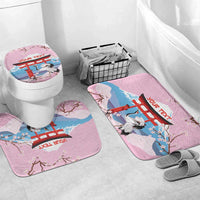 Japanese Torii Gate Cranes Personalised Bathroom Set Fuji Mount Sakura Seigaiha Pattern LT14 Mat Set Only (3 pcs) One Size Pink - Polynesian Pride