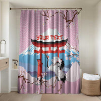 Japanese Torii Gate Cranes Personalised Bathroom Set Fuji Mount Sakura Seigaiha Pattern LT14 Shower Curtain Only Pink - Polynesian Pride